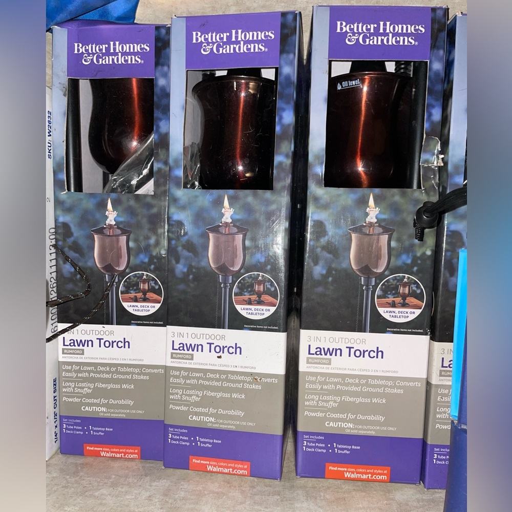 5 lawn torches. Used